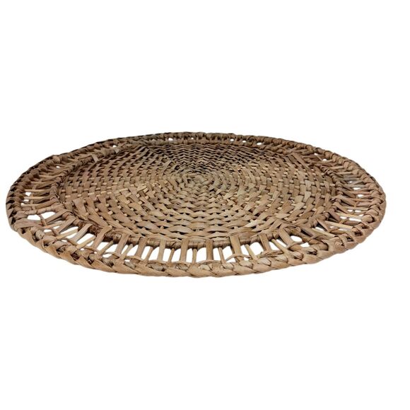 Set Of Four Brown Woven Rattan Placemats Charger Plates Open Weave Design 13" - Picture 3 of 11